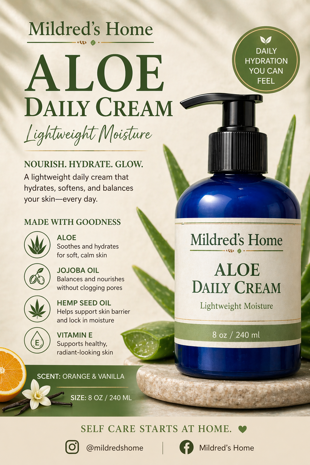 Aloe Daily Cream – Orange & Vanilla